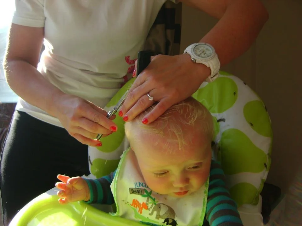 Baby's first haircut at home